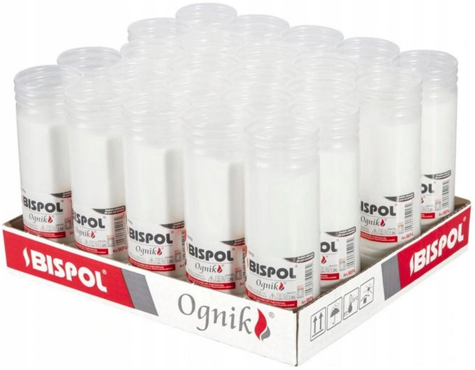 Bispol OGNIK wkład parafinowy do zniczy 17,5cm 4 dni WP4 zgrzewka 24 sztuki