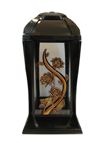 Kapliczka nowoczesna czarna z złotymi dodatkami 30 cm