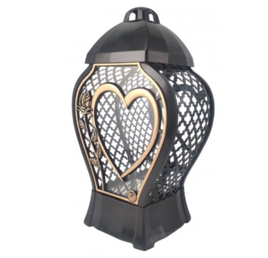 Znicz kapliczka GLAMUR Ażur Mały serce małe złoty 33 cm wys.