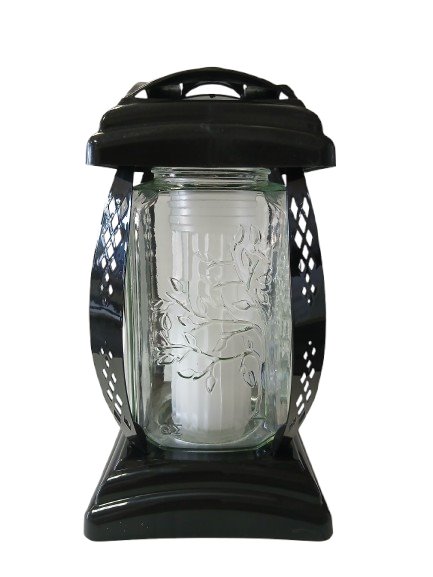 Znicz kapliczka z motywem drzewa czarny R-588L 26 cm