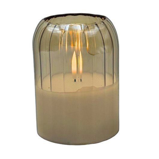 Świeca LED Szklana Wkład LED do Zniczy Świeczka na Baterie Złota 10x7,5 cm