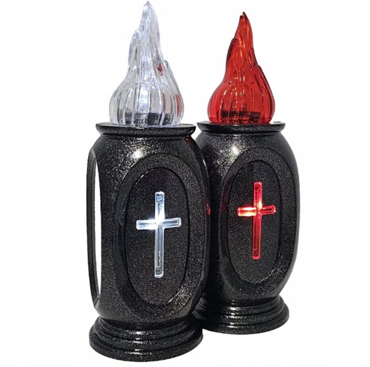 Wkład elektryczny LED Świecący Krzyż Cortina Vaso 16cm Czerwony