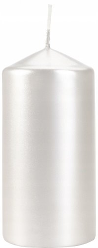 ŚWIECA WALEC 12 cm wys. Bispol Aura sw60/120 PERŁA BIEL - 38H - 1szt