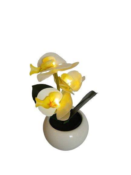 Sztuczna Orchidea Oświetlenie LED Sztuczne Kwiaty Rośliny w Doniczce 21 cm
