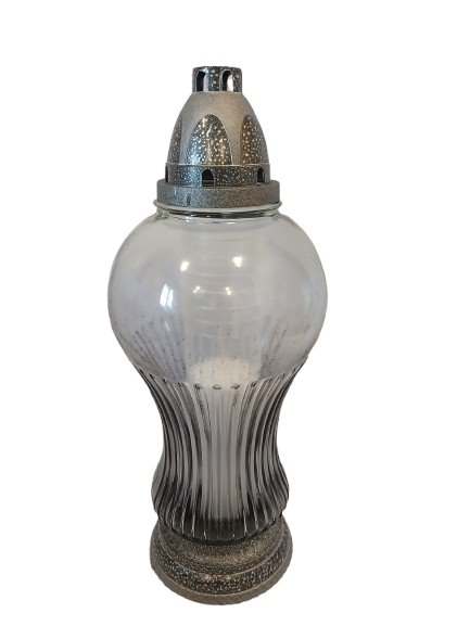 Znicz całoroczny przydymione szkło grafitowy 33 cm