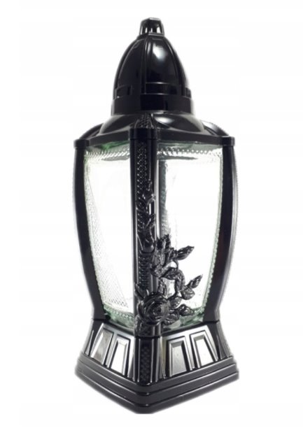 Znicz kapliczka czarna z dekorem 33 cm + wkład