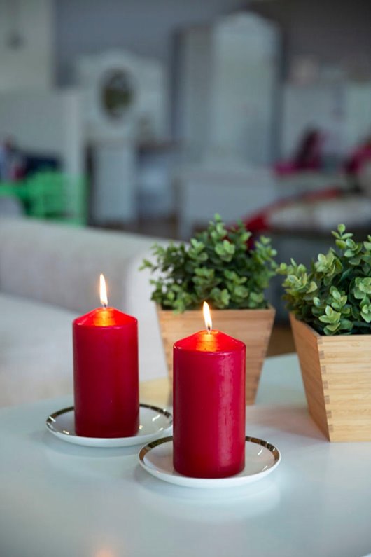 Świeca parafinowa Bezzapachowa Aura Bispol ecru 80/150