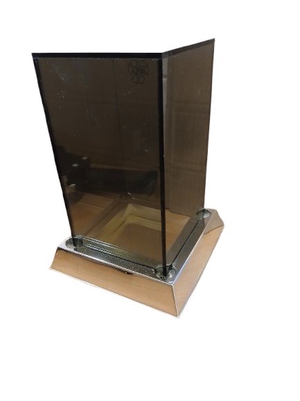 Lampion Szklany Lustrzany 3D srebrny