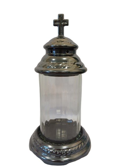 Znicz lampion ceramiczny grafitowy okrągły 40cm