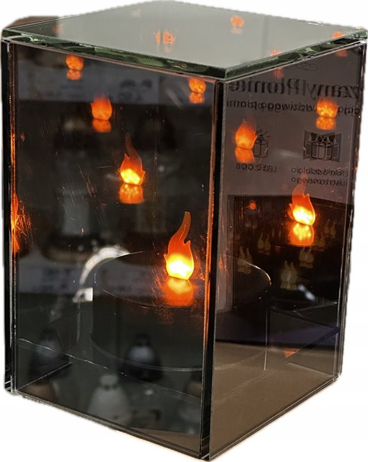 Latarenka Lustrzany Płomień 3D 15 cm Sześcian Subito