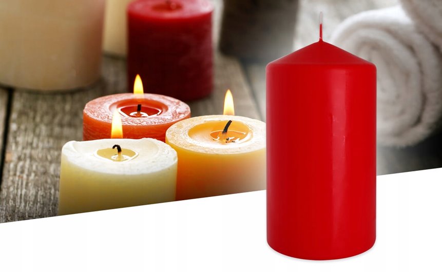 Świeca parafinowa Bezzapachowa Aura Bispol czerwona 80/150