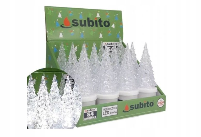 Wkład LED CHOINKA BIAŁA do zniczy Subito CHOINKA 17,5 cm Boże Narodzenie
