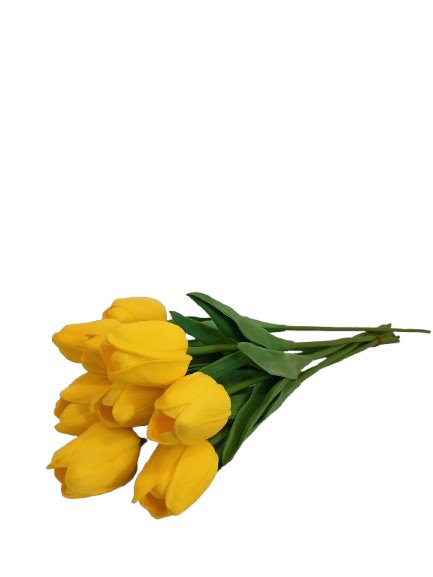 Tulipan żółty sztuczny kwiat z silikonowy 34 cm 1 szt.