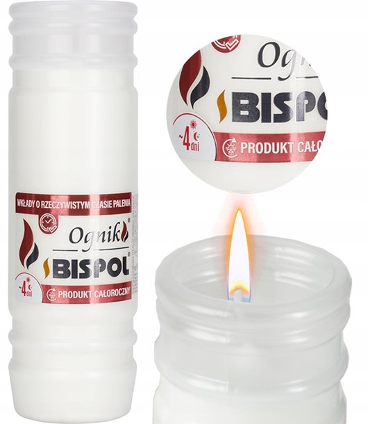Wkład do zniczy 4 dniowy parafinowy Ognik WP4 Bispol 17,5 cm