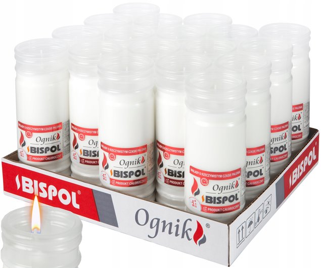 Wkłady do zniczy parafinowe BISPOL Ognik WP5N 5 dni/ 120h 18 wys. 18szt