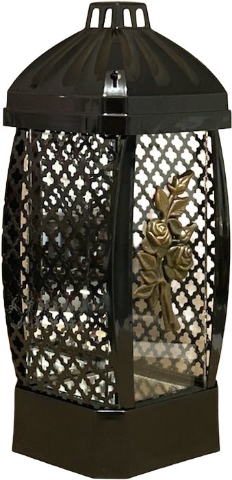 ZNICZ SZKLANY Kapliczka Glamour z różą stary kolor