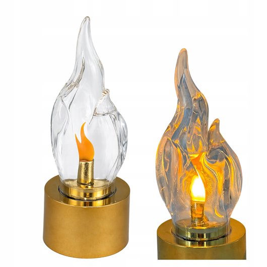 Wkład LED do Zniczy Efekt Płomienia Złoty 15 cm