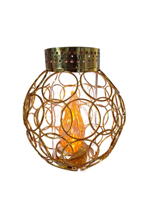 Kapliczka Lampion Glamor Znicz Metalowy Kula ZM-7 Złoto 25 cm