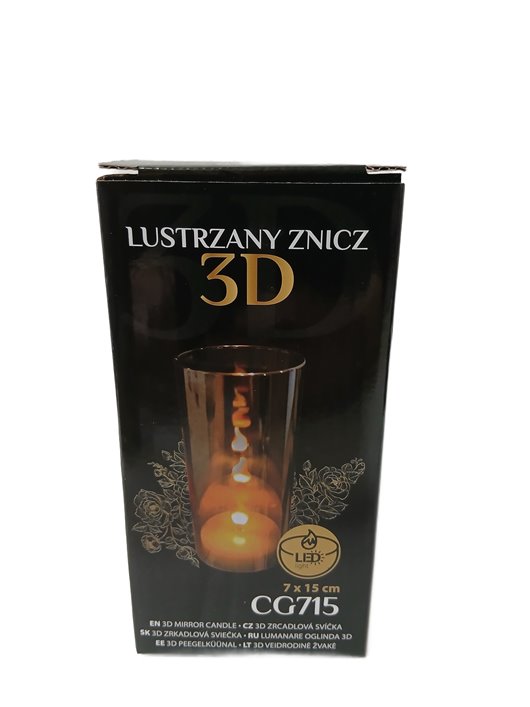 Lampion znicz lustrzany 3D ciepłe światło tuba 7*15 cm