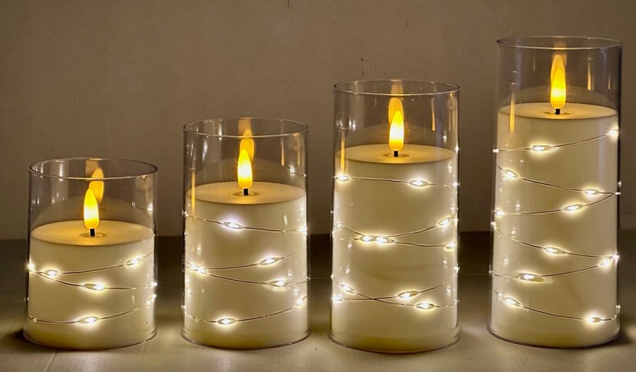 Wkład led do zniczy Subito 12,5 cm/ 7,5 z Łańcuchem