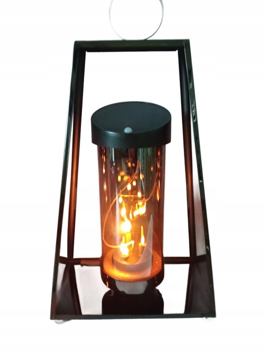 Lampion Znicz Luksusowy solarny LED TRAPEZ GRAFIT 3D ruch czujnik 41 cm