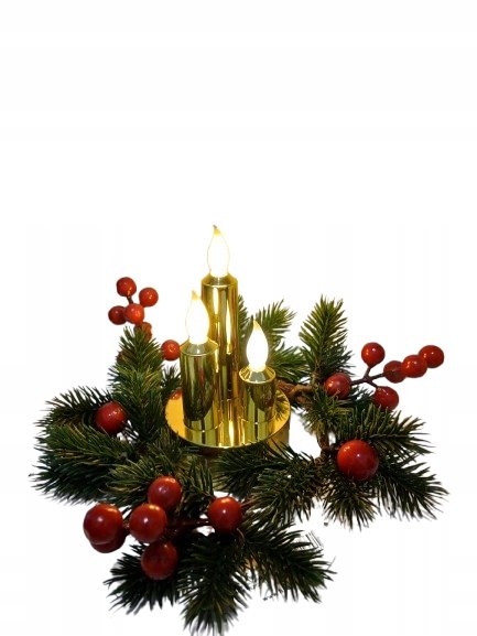 ŚWIECA LED POTRÓJNA ZŁOTA STAŁY PŁOMIEŃ 7,5cm*13cm