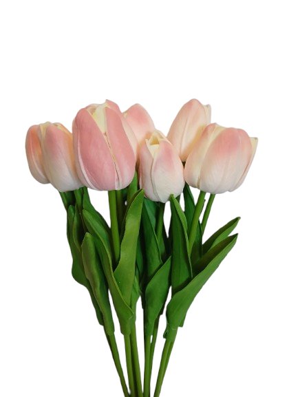 Tulipan silikonowy lekko różowy sztuczny kwiat 34 cm 1 szt.