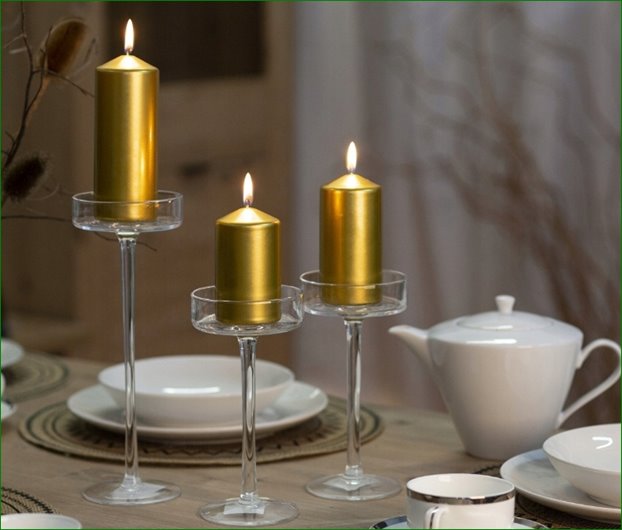 ZŁOTY METALIK Świeca walec BISPOL AURA ŚWIECZKA PARAFINOWA 10CM 20H 150G