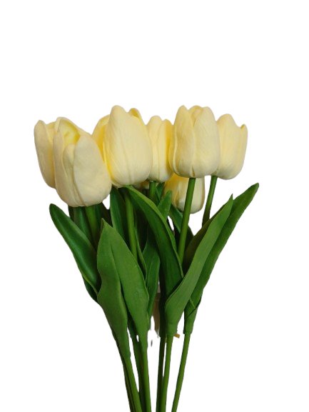 Tulipan silikonowy ecru sztuczny kwiat 34 cm 1 szt.
