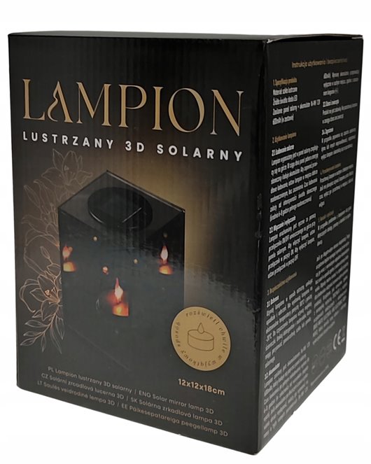 Lampion lustrzany 3D solarny LINDO HOME Sześcian LED 18 cm