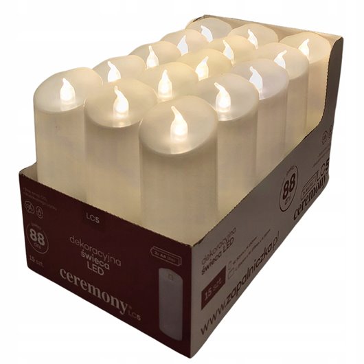 Wkład LED na Baterie Ceremony Świeca elektryczna do Zniczy LC5 15cm 15szt