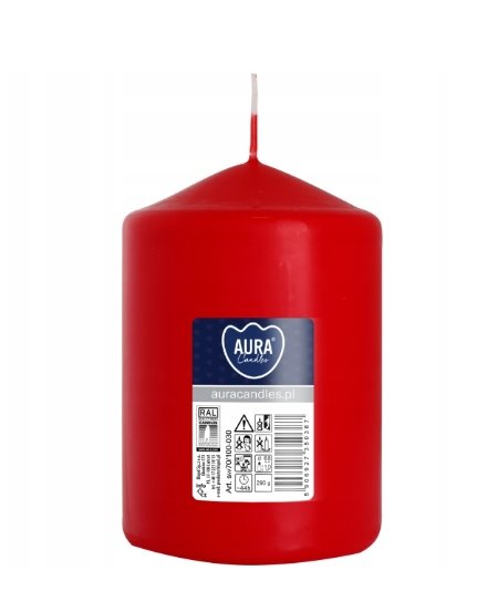 Świeca pieńkowa walec BISPOL Aura sw70/100-030 (czerwona) ~44h 10 cm wys.