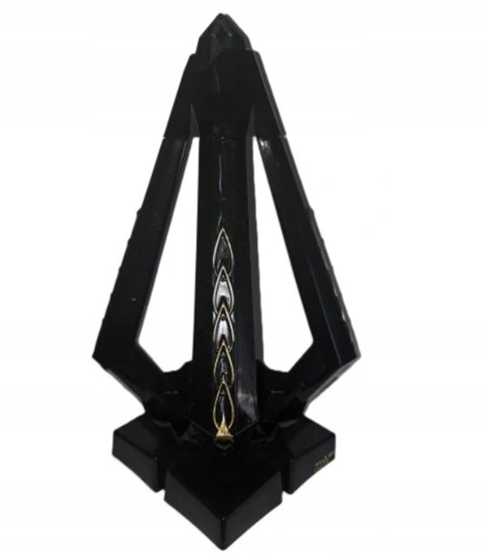 DUŻY ZNICZ LED LAMPION CZARNY diament elektryczny płomień 28,5cm