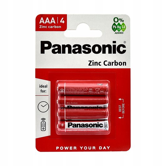 4x Bateria cynkowo-węglowa Panasonic AAA (R3) blister