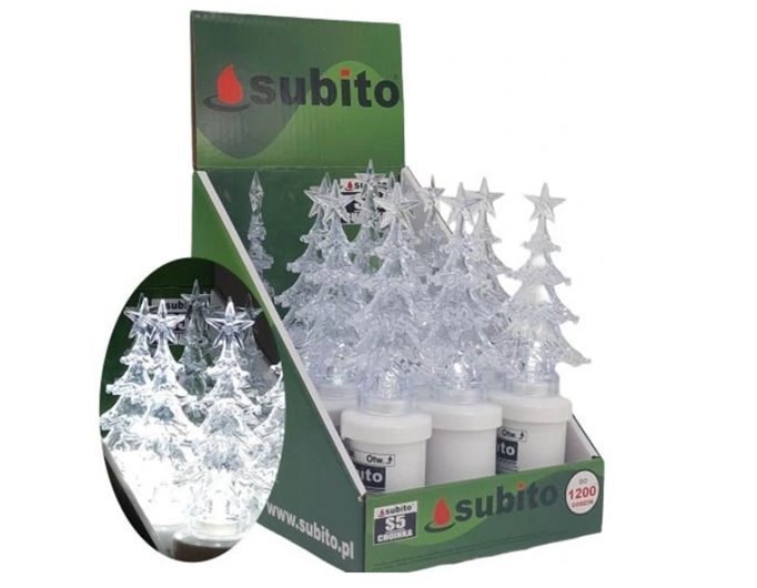 ZNICZ ELEKTRYCZNY ŚWIĄTECZNY wkład LED CHOINKA 17 cm BIAŁA S5 SUBITO
