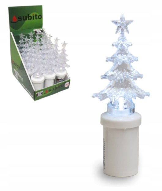 ZNICZ ELEKTRYCZNY ŚWIĄTECZNY wkład LED CHOINKA 17 cm BIAŁA S5 SUBITO