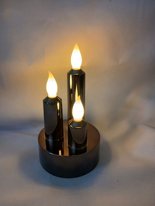 ŚWIECA LED POTRÓJNA GRAFITOWA STAŁY PŁOMIEŃ 7,5cm*13cm