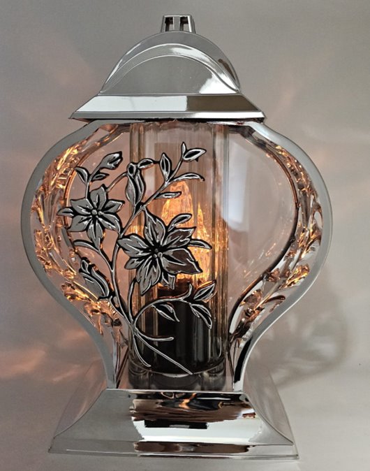 Znicz Lampion 3 SREBRNY LILIA Galmur 34 cm