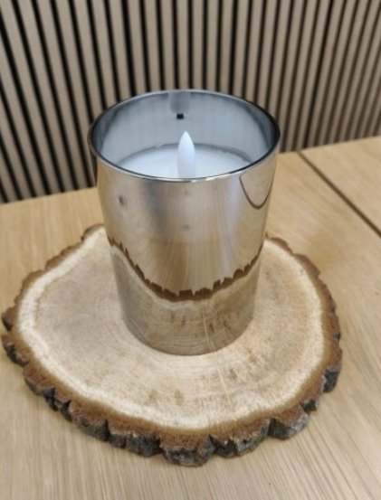 SZKLANA ŚWIECA LED Z TIMEREM 10 CM OZDOBA ŚWIECZKA Z EFEKTEM PŁOMIENIA