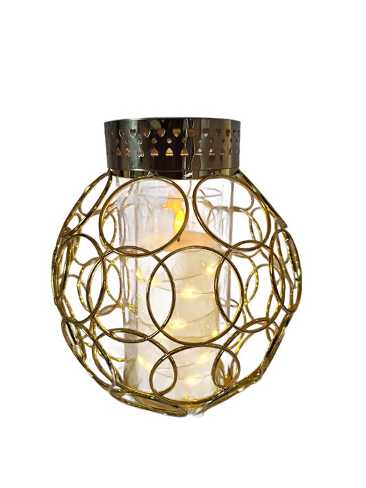Kapliczka Lampion Glamor Znicz Metalowy Kula ZM-7 Złoto 25 cm