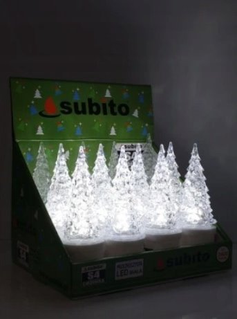 Wkład LED CHOINKA BIAŁA do zniczy Subito CHOINKA 17,5 cm Boże Narodzenie