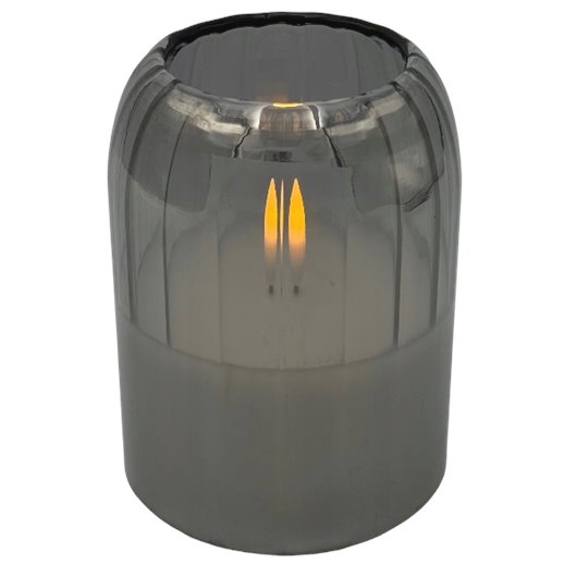Świeca LED Szklana Wkład LED do Zniczy Świeczka na Baterie Szara 10x7,5 cm
