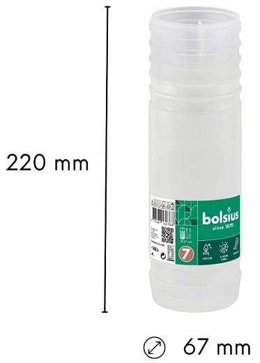 Wkłady do zniczy na grób 22,0 cm Bolsius RP7 parafinowe 148h - 15 szt