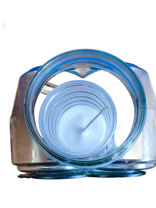 Znicz szklany, czarny z złotym sercem i różą 33 cm