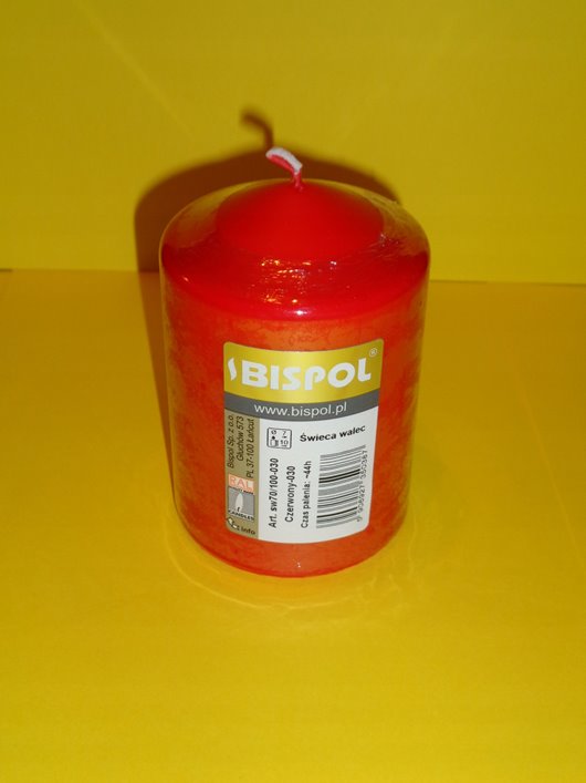 Świeca pieńkowa walec BISPOL Aura sw70/100-030 (czerwona) ~44h 10 cm wys.