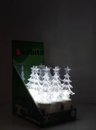 ZNICZ ELEKTRYCZNY ŚWIĄTECZNY wkład LED CHOINKA 17 cm BIAŁA S5 SUBITO