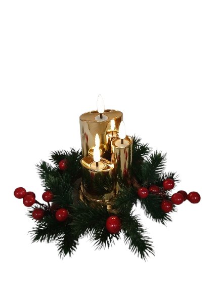 Świeca świeczka led dekoracyjna złota potrójna 15cm*8cm