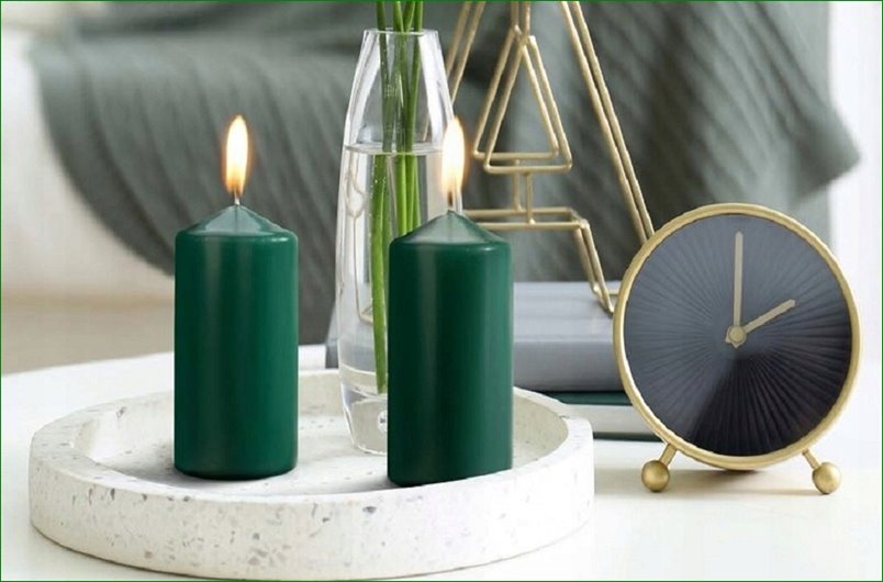 ŚWIECA bezzapachowa WALEC Bispol Aura 10 cm wys. BUTELKOWA ZIELEŃ - 30H