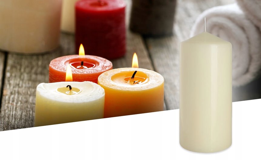 Świeca parafinowa Bezzapachowa Aura Bispol ecru 70/150