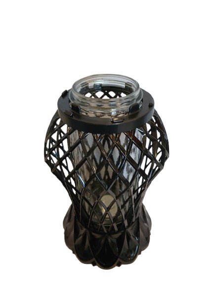 Znicz kapliczka nowoczesna czarna ażurowa 30 cm